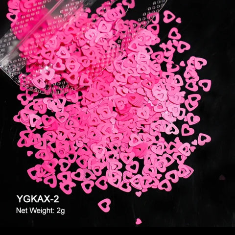 2g Holographic Nail Art Glitter – Love Heart Flakes & Sequins for Manicure - YGKAX-02