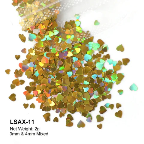 2g Holographic Nail Art Glitter – Love Heart Flakes & Sequins for Manicure - LSAX-11