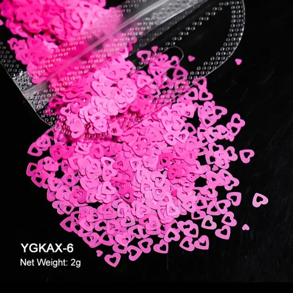 2g Holographic Nail Art Glitter – Love Heart Flakes & Sequins for Manicure - YGKAX-06