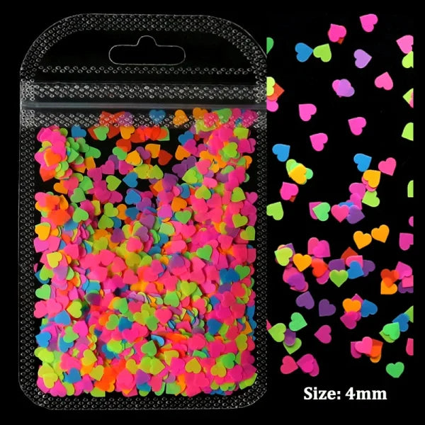 2g Holographic Nail Art Glitter – Love Heart Flakes & Sequins for Manicure - YGAX-MX4mm