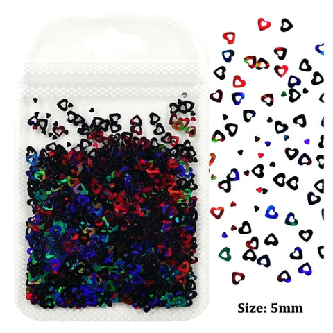 2g Holographic Nail Art Glitter – Love Heart Flakes & Sequins for Manicure - LSKAX-3