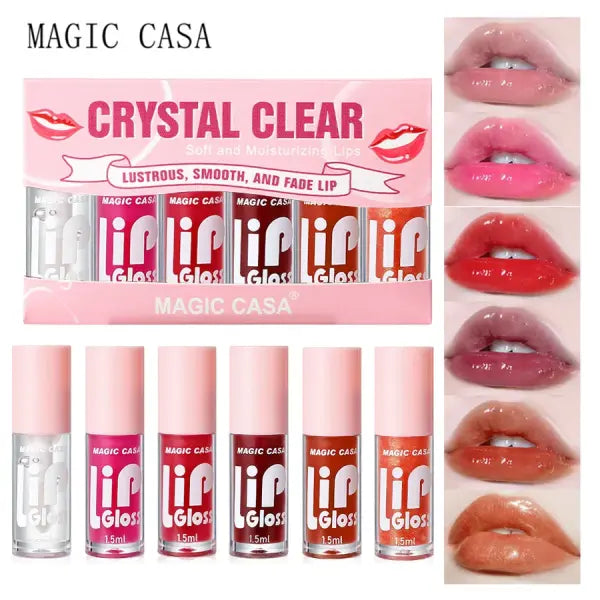 MAGIC CASA 6pcs/set Small bottle Hydrating Jelly Lip Oil long-lasting Moisturizing smooth shimmering Lip Hydrating