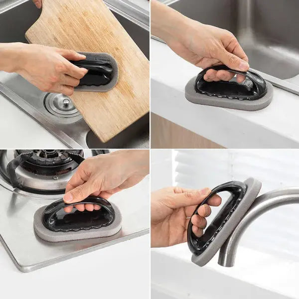 Magic Emery Sponge Brush Wipe Eraser Cleaner Kitchen Bath Rust Strong Decontamination Cleaning Tools With Handle