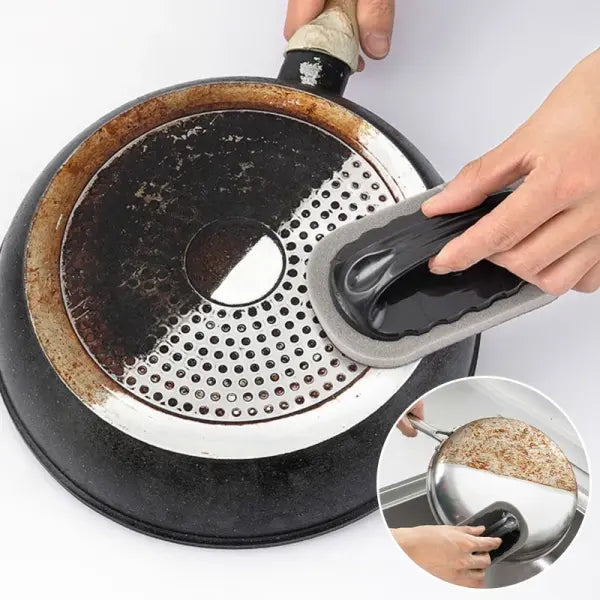 Magic Emery Sponge Brush Wipe Eraser Cleaner Kitchen Bath Rust Strong Decontamination Cleaning Tools With Handle