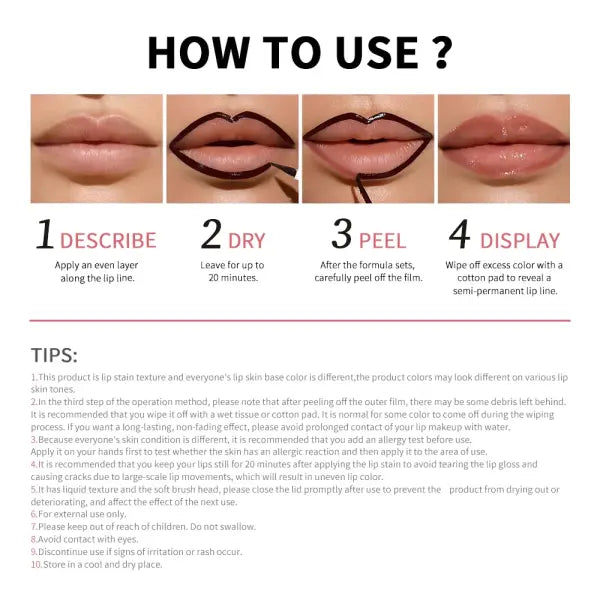 Magic Peel Off Lip Cosmetic Matte Lip Liner Pencil Long Lasting Waterproof Smudge Proof Transfer Proof Peel Off Lip