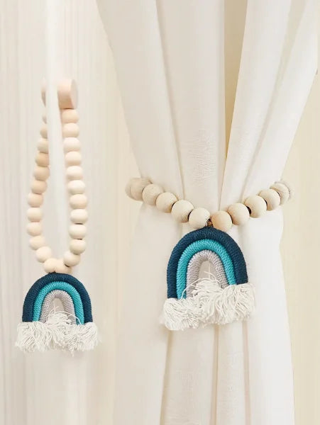 Magnetic Binding Straps - Fixed Curtain Holdbacks for Kids’ Rooms - green blue / 40cm / Magnets