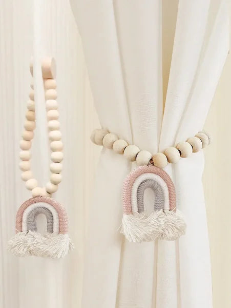 Magnetic Binding Straps - Fixed Curtain Holdbacks for Kids’ Rooms - pink white / 40cm / Magnets