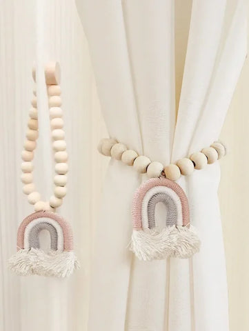 Magnetic Binding Straps - Fixed Curtain Holdbacks for Kids’ Rooms - pink white / 40cm / Magnets