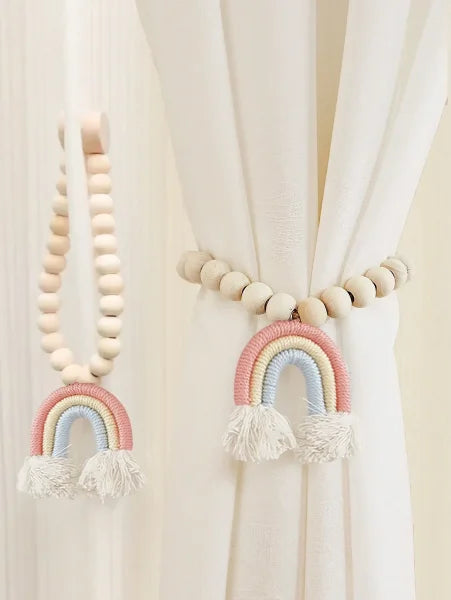 Magnetic Binding Straps - Fixed Curtain Holdbacks for Kids’ Rooms - pink yellow / 40cm / Magnets