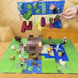 Magnetic Building Blocks Mine World Magnet Cube Brick Sensory Best Sets for Boys Girls Kids DIY Pixel style Model Base
