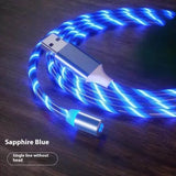 Magnetic Charging Cable Streamer Fast Charging Cable Lighting Micro USB Cable LED Magnet Charger Type-C Cable - Blue 2m