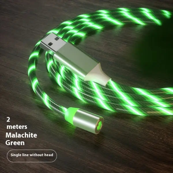 Magnetic Charging Cable Streamer Fast Charging Cable Lighting Micro USB Cable LED Magnet Charger Type-C Cable - Green