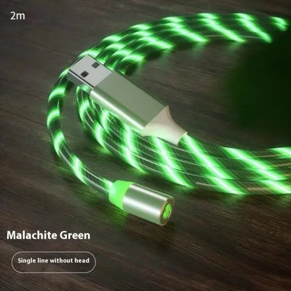 Magnetic Charging Cable Streamer Fast Charging Cable Lighting Micro USB Cable LED Magnet Charger Type-C Cable - Green