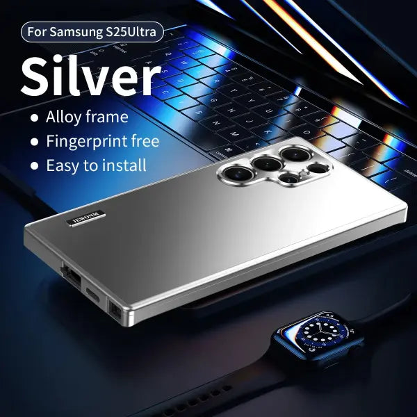 Galaxy S25 Ultra Drop Proof Cover Aluminum Magnetic Case - Silver / Galaxy S21 / No Screen Protector