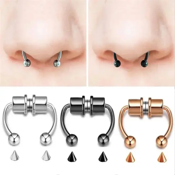 Magnetic Horseshoe Nose Rings 316L Stainless Steel Faux Septum Rings Fake Piercing Clip on Hoop Rings Gift for Women