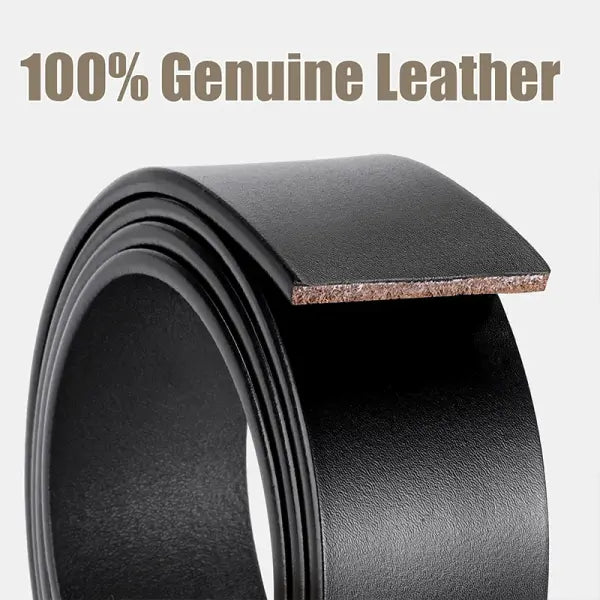 Maikun genuine leather men belt large size alloy pin buckle business suit