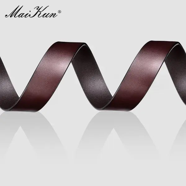 Maikun genuine leather men belt large size alloy pin buckle business suit