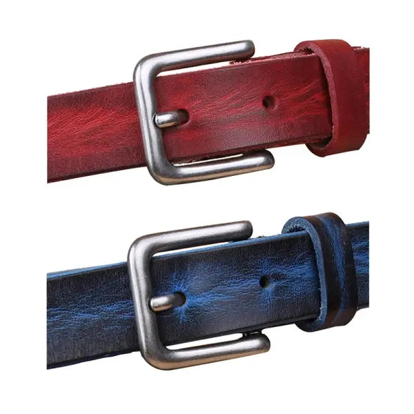 Genuine Leather Pin Buckle Belt Cowhide Cowboy Style