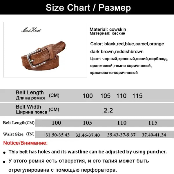 Genuine Leather Pin Buckle Belt Cowhide Cowboy Style