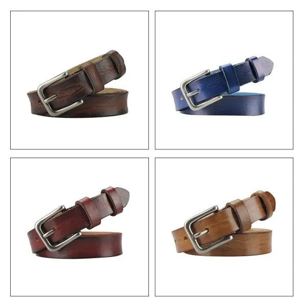 Genuine Leather Pin Buckle Belt Cowhide Cowboy Style