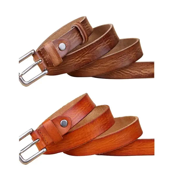 Genuine Leather Pin Buckle Belt Cowhide Cowboy Style