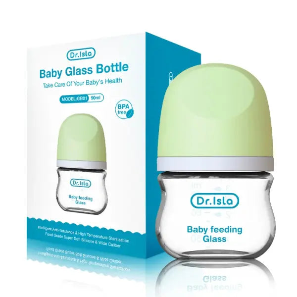 Newborn Anti-Colic Glass Baby Bottle - 3oz/5oz Slow Flow Infant Feeding Bottle - BPA-Free Wide Neck Glass Bottle