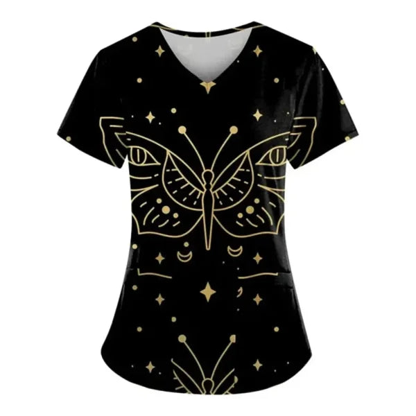 Marble Print Scrubs for Comfortable Nursing Attire with Pockets - Himpall