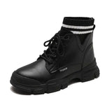 Korean Popular Boots with Martin Boots Popular Stitching Design - Black / 35