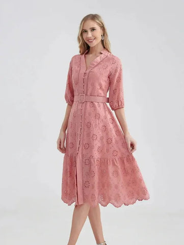 Marwin Cotton Summer Dress – Lightweight V-Neck A-line Dress