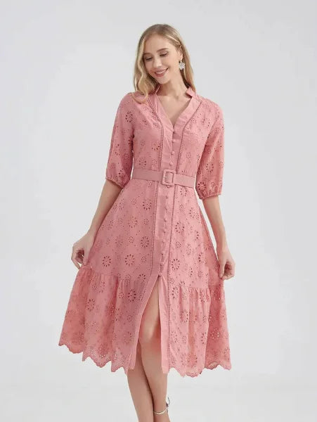 Marwin Cotton Summer Dress – Lightweight V-Neck A-line Dress
