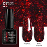 MEET ACROSS 7ml Red Gel Nail Polish Crystal Semi Permanent Soak Off UV Gel Varnish Nail Art Manicure Base Matte Top