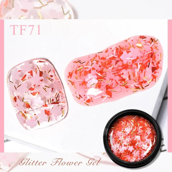 MEET ACROSS Macaron Glitter Nail Gel Polish with Heart Sequins - Himpall