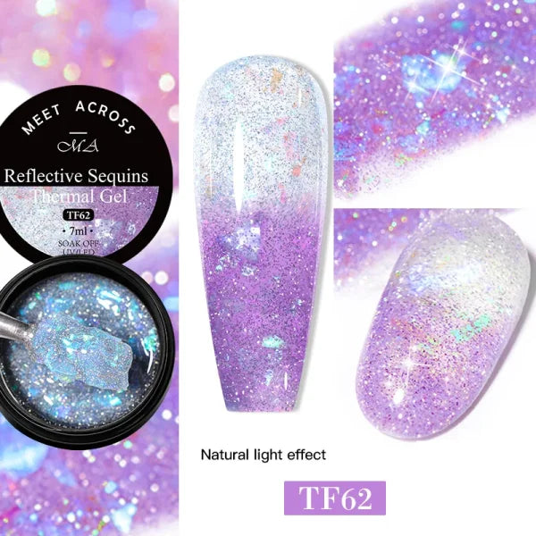 MEET ACROSS Macaron Glitter Nail Gel Polish with Heart Sequins - Himpall