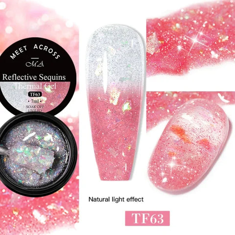 MEET ACROSS Macaron Glitter Nail Gel Polish with Heart Sequins - Himpall