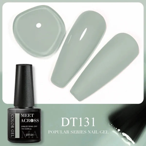 MEET ACROSS Macaron Glitter Nail Gel Polish with Heart Sequins - Himpall