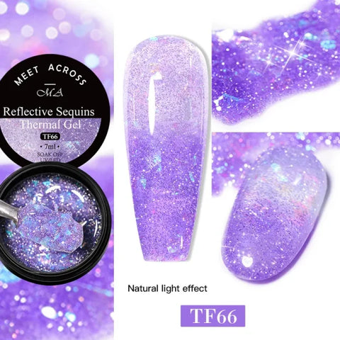 MEET ACROSS Macaron Glitter Nail Gel Polish with Heart Sequins - Himpall