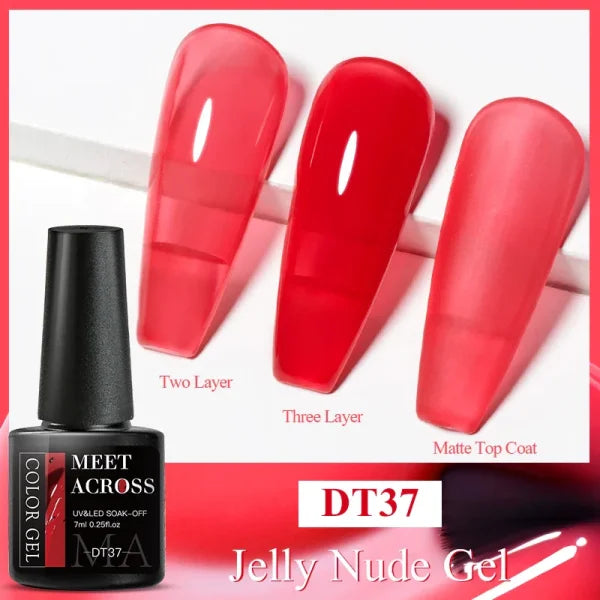 MEET ACROSS Macaron Glitter Nail Gel Polish with Heart Sequins - Himpall
