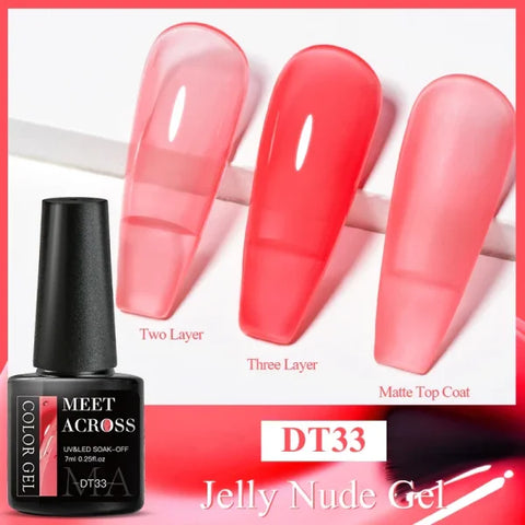 MEET ACROSS Macaron Glitter Nail Gel Polish with Heart Sequins - Himpall