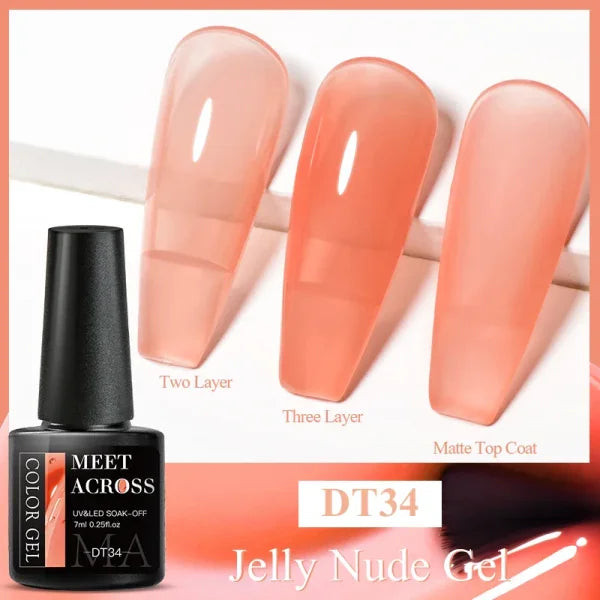 MEET ACROSS Macaron Glitter Nail Gel Polish with Heart Sequins - Himpall
