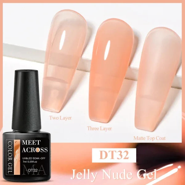 MEET ACROSS Macaron Glitter Nail Gel Polish with Heart Sequins - Himpall