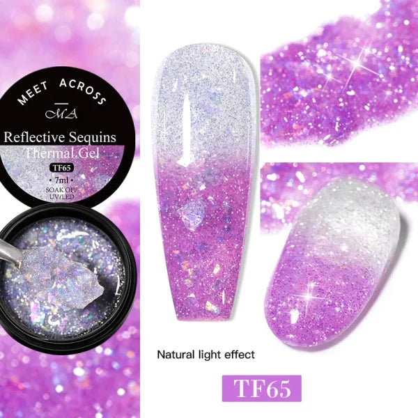 MEET ACROSS Macaron Glitter Nail Gel Polish with Heart Sequins - Himpall