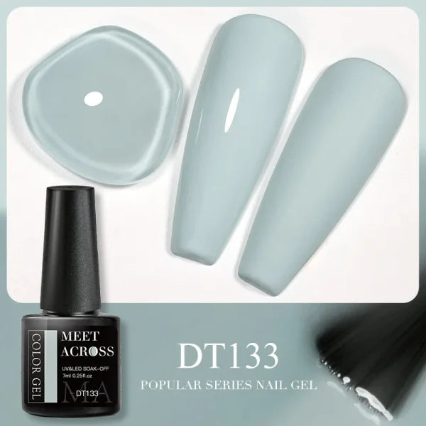 MEET ACROSS Macaron Glitter Nail Gel Polish with Heart Sequins - Himpall