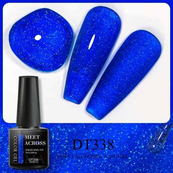 MEET ACROSS Macaron Glitter Nail Gel Polish with Heart Sequins - Himpall