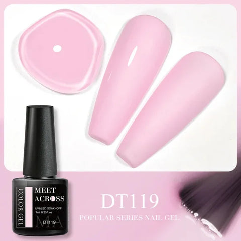 MEET ACROSS Macaron Glitter Nail Gel Polish with Heart Sequins - Himpall