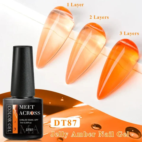 MEET ACROSS Macaron Glitter Nail Gel Polish with Heart Sequins - Himpall