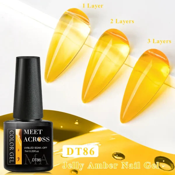 MEET ACROSS Macaron Glitter Nail Gel Polish with Heart Sequins - Himpall