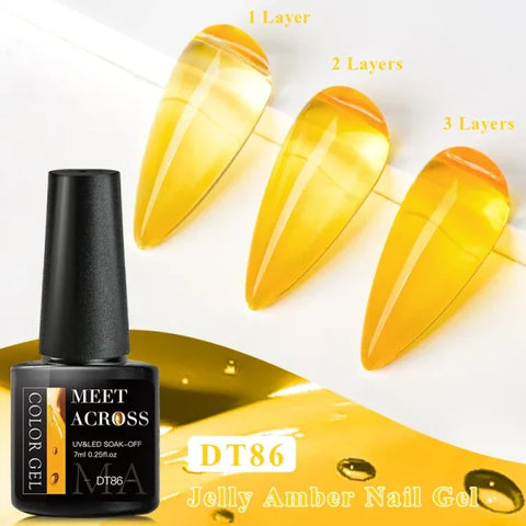 MEET ACROSS Macaron Glitter Nail Gel Polish with Heart Sequins - Himpall