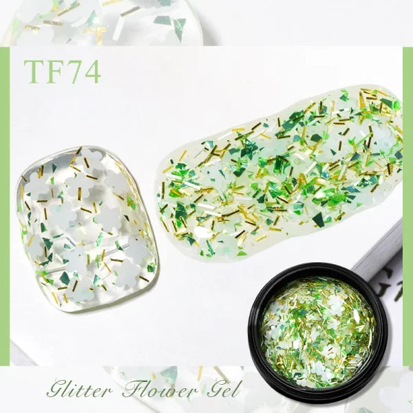 MEET ACROSS Macaron Glitter Nail Gel Polish with Heart Sequins - Himpall