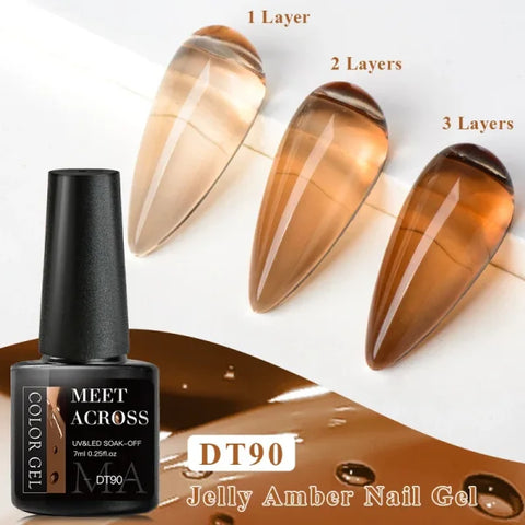 MEET ACROSS Macaron Glitter Nail Gel Polish with Heart Sequins - Himpall
