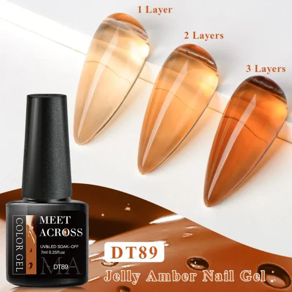 MEET ACROSS Macaron Glitter Nail Gel Polish with Heart Sequins - Himpall